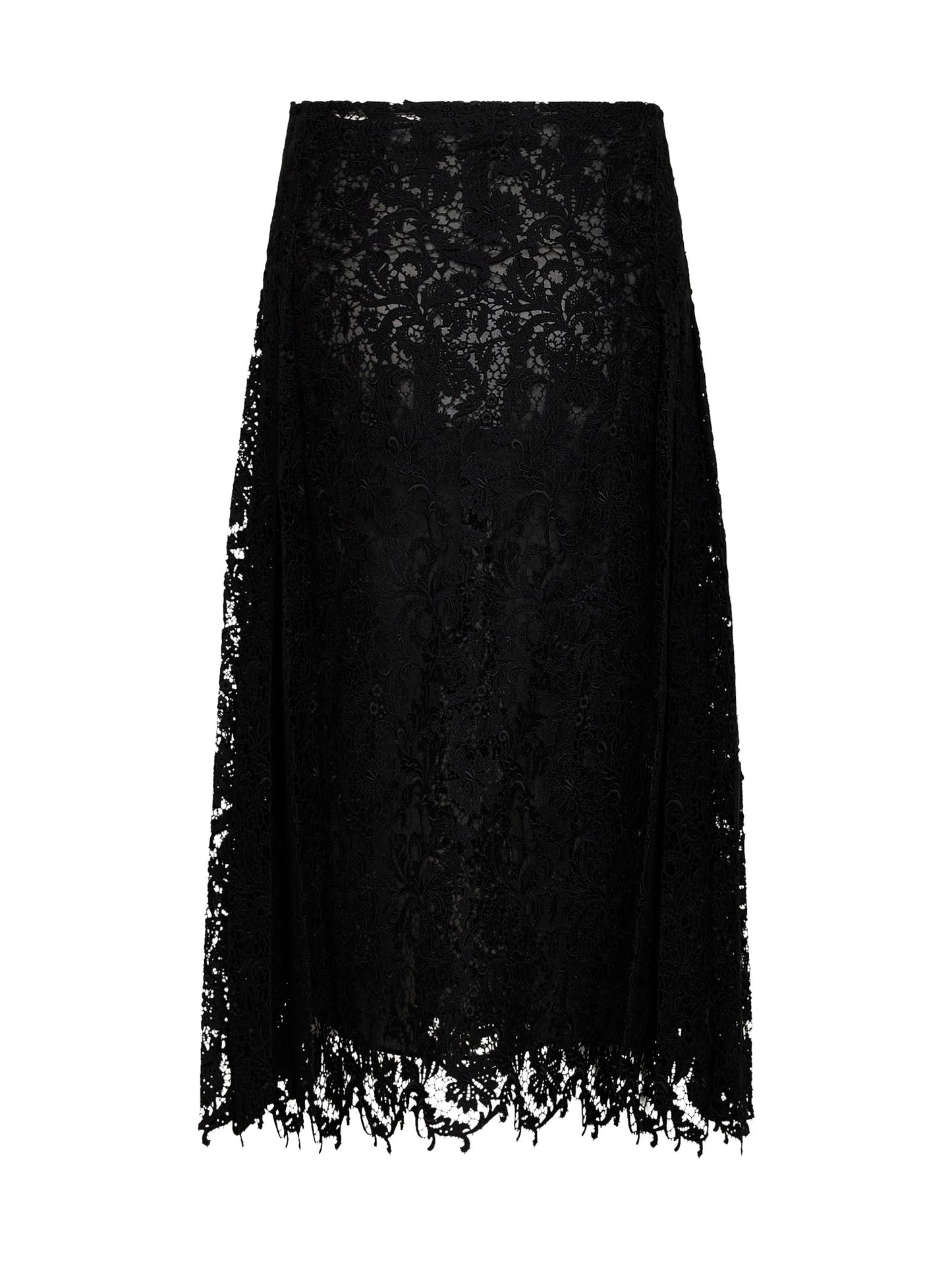 Gonna midi in pizzo in nero