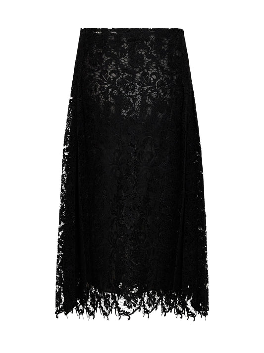 Black lace midi skirt