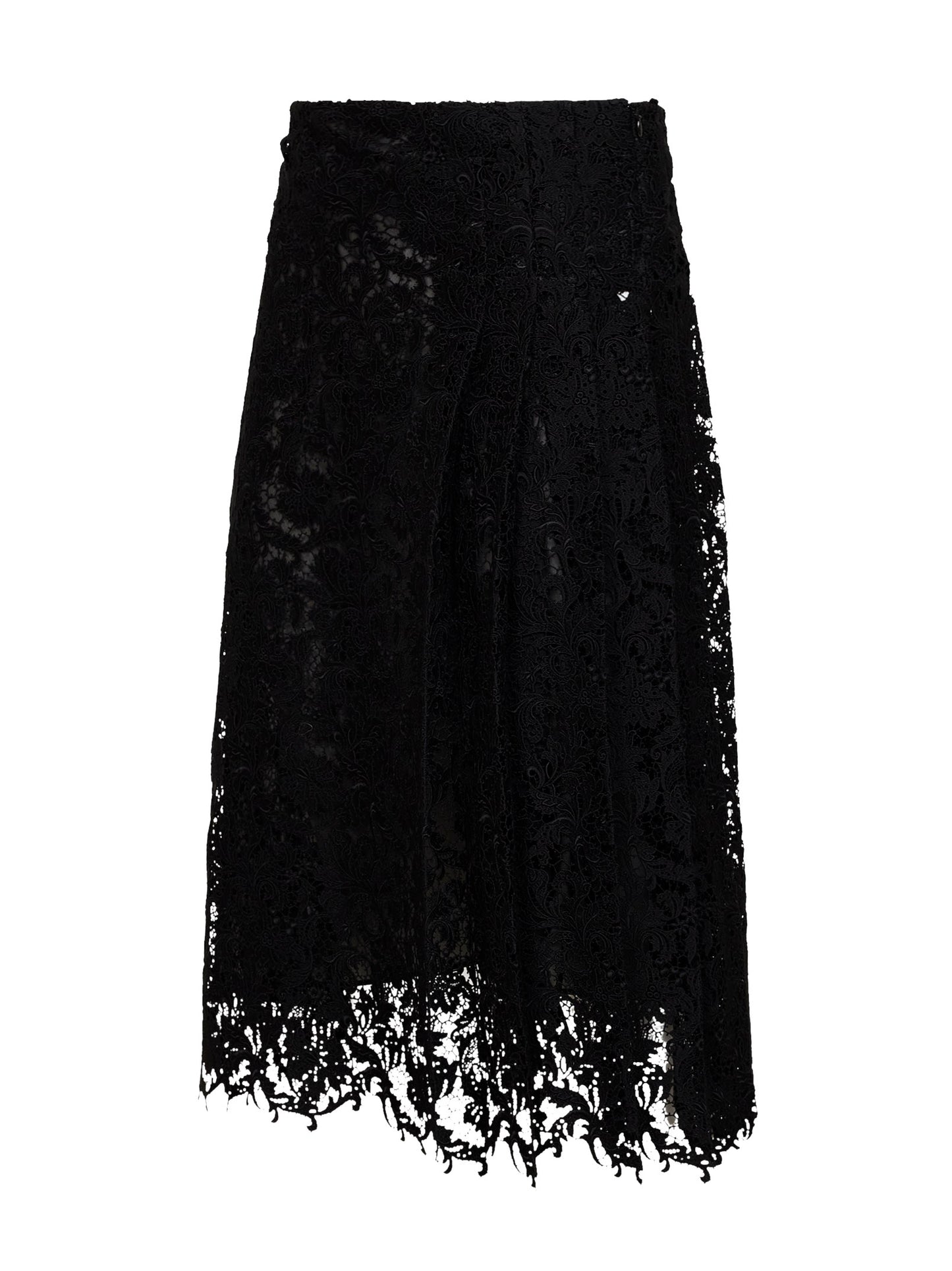 Gonna midi in pizzo in nero