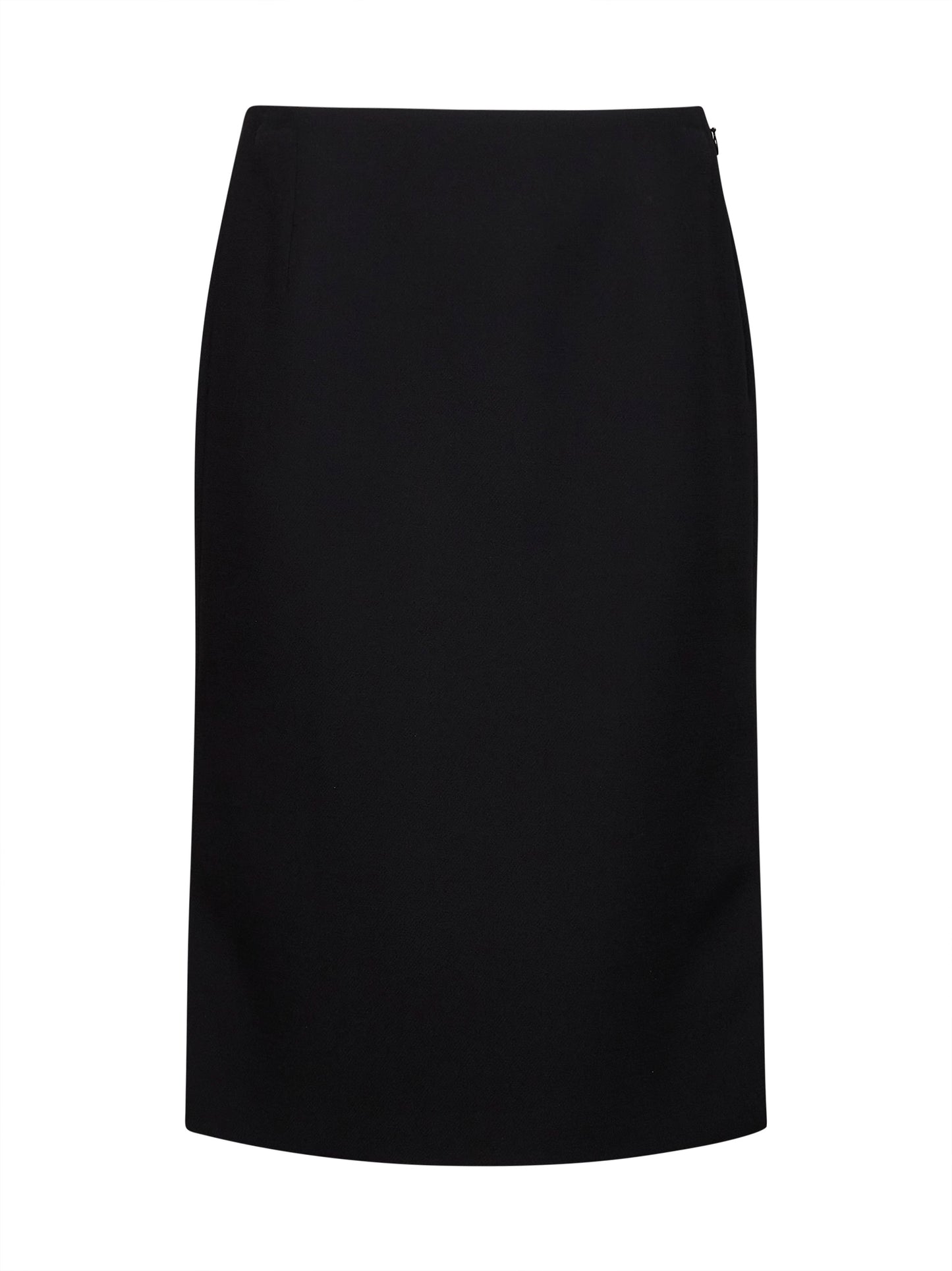Black wool and silk midi pencil skirt