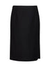 Black wool and silk midi pencil skirt