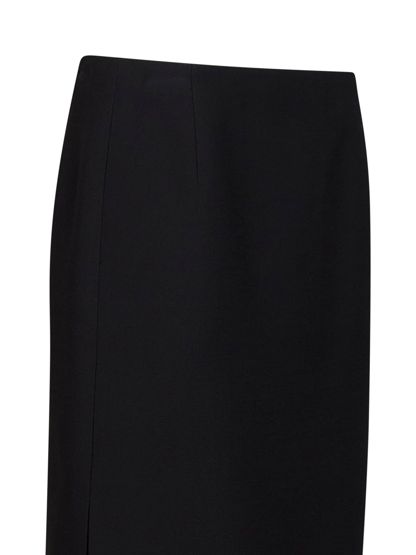 Black wool and silk midi pencil skirt