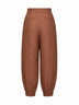 Brown linen and cotton high-rise balloon trousers