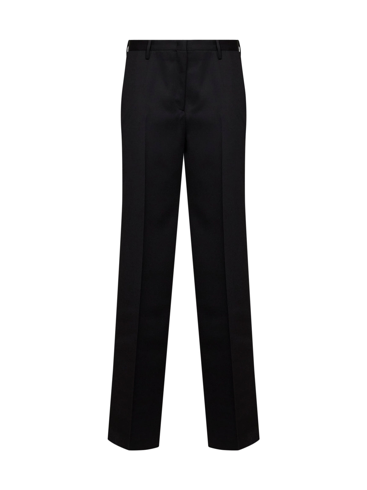 Black Grain de Poudre wool regular-fit trousers