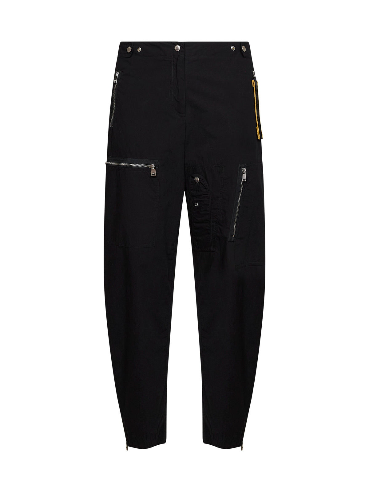 Black parachute canvas cargo trousers