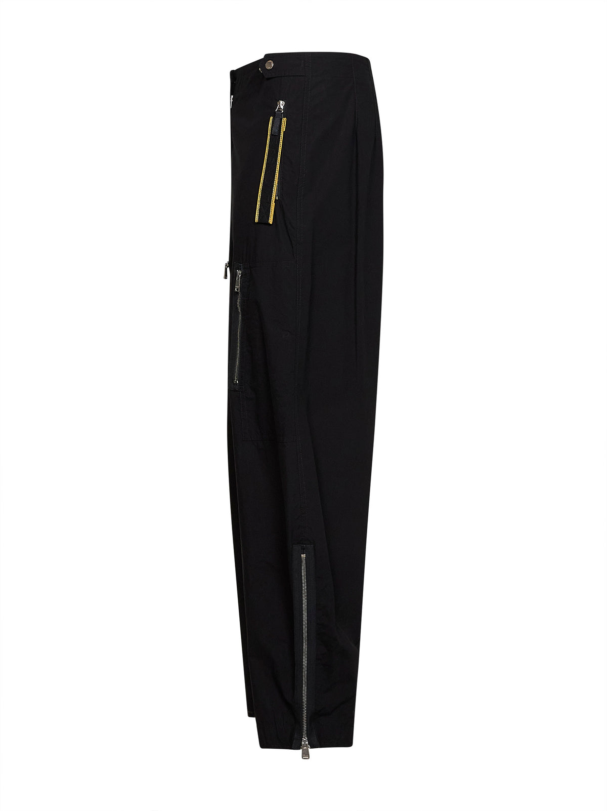 Black parachute canvas cargo trousers