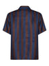 Brown and navy blue Pequin silk short-sleeved shirt