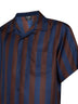 Brown and navy blue Pequin silk short-sleeved shirt