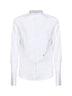 White cotton poplin slim-fit shirt with front plastron