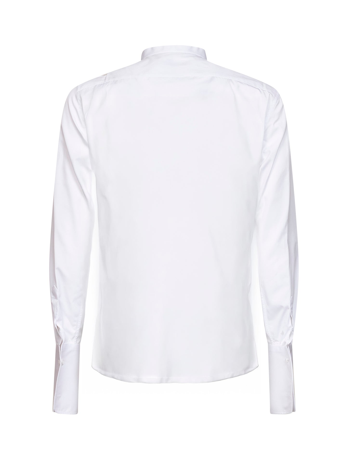 White cotton poplin slim-fit shirt with front plastron