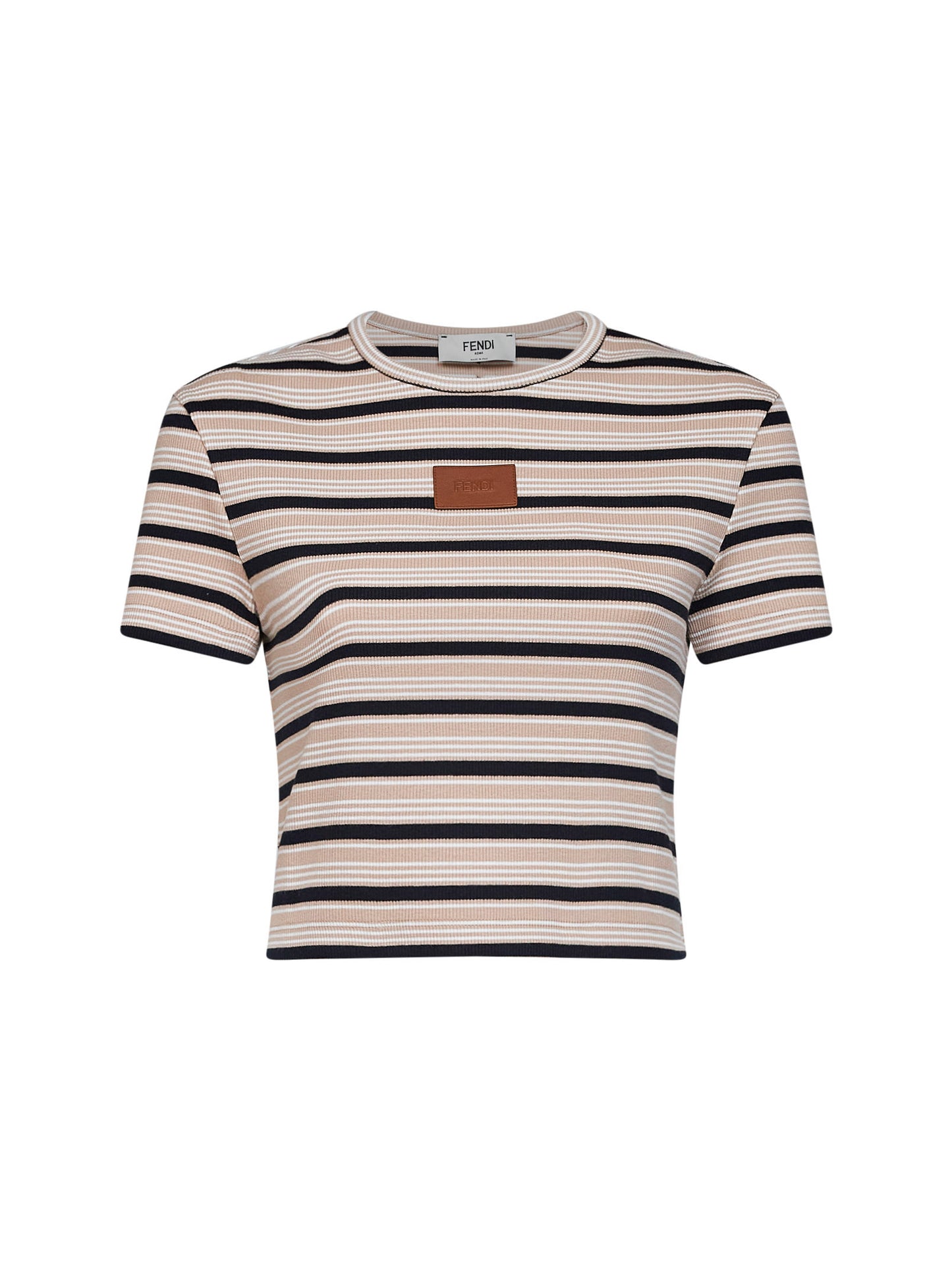 Maglia crop in cotone a righe multicolore