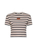 Maglia crop in cotone a righe multicolore