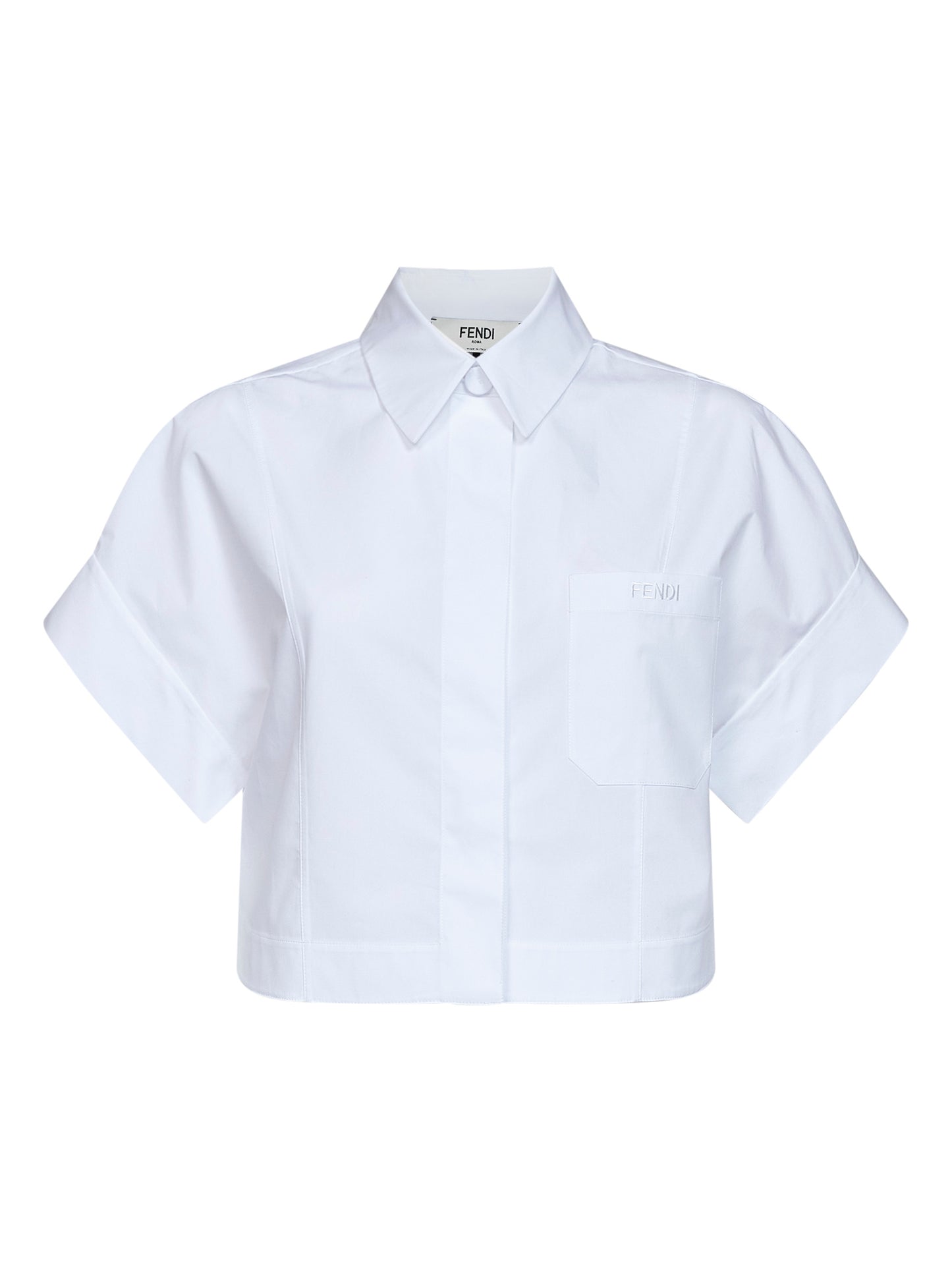 Camicia crop in popeline di cotone bianco