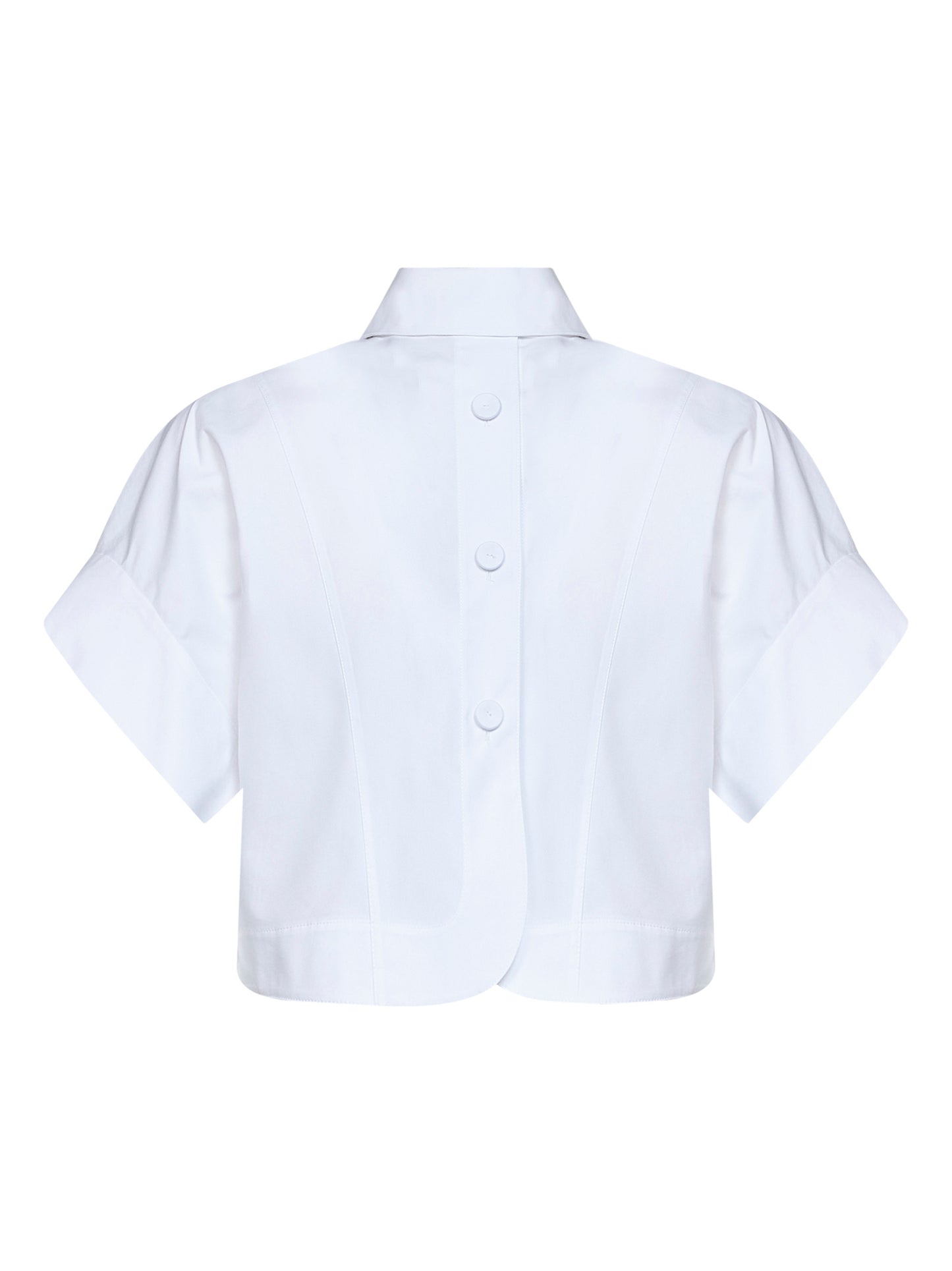 Camicia crop in popeline di cotone bianco