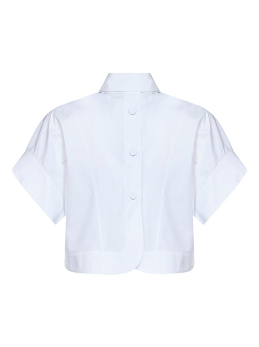 White cotton poplin cropped shirt