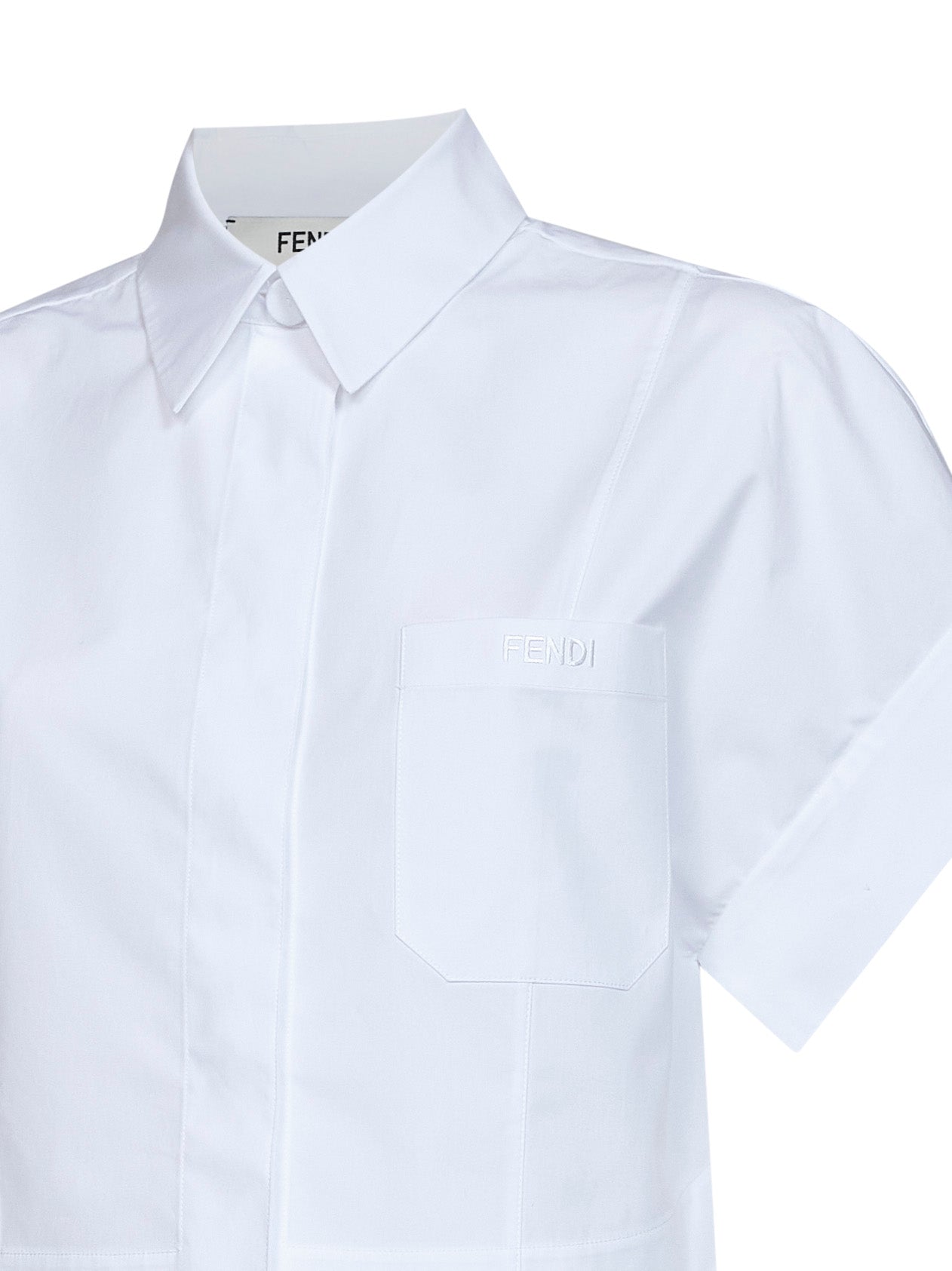 Camicia crop in popeline di cotone bianco