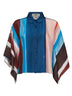 Camicia crop in seta habotai stampa Venetian Stripes