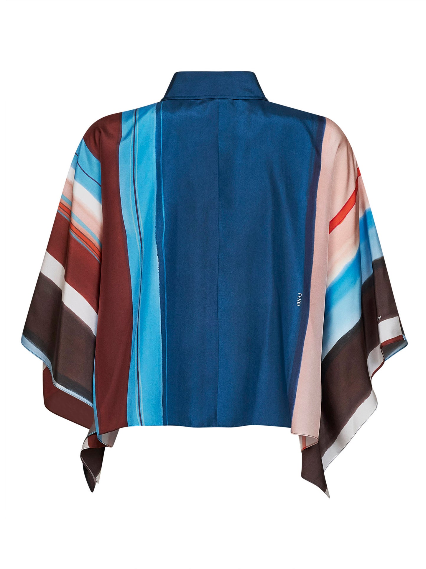 Camicia crop in seta habotai stampa Venetian Stripes