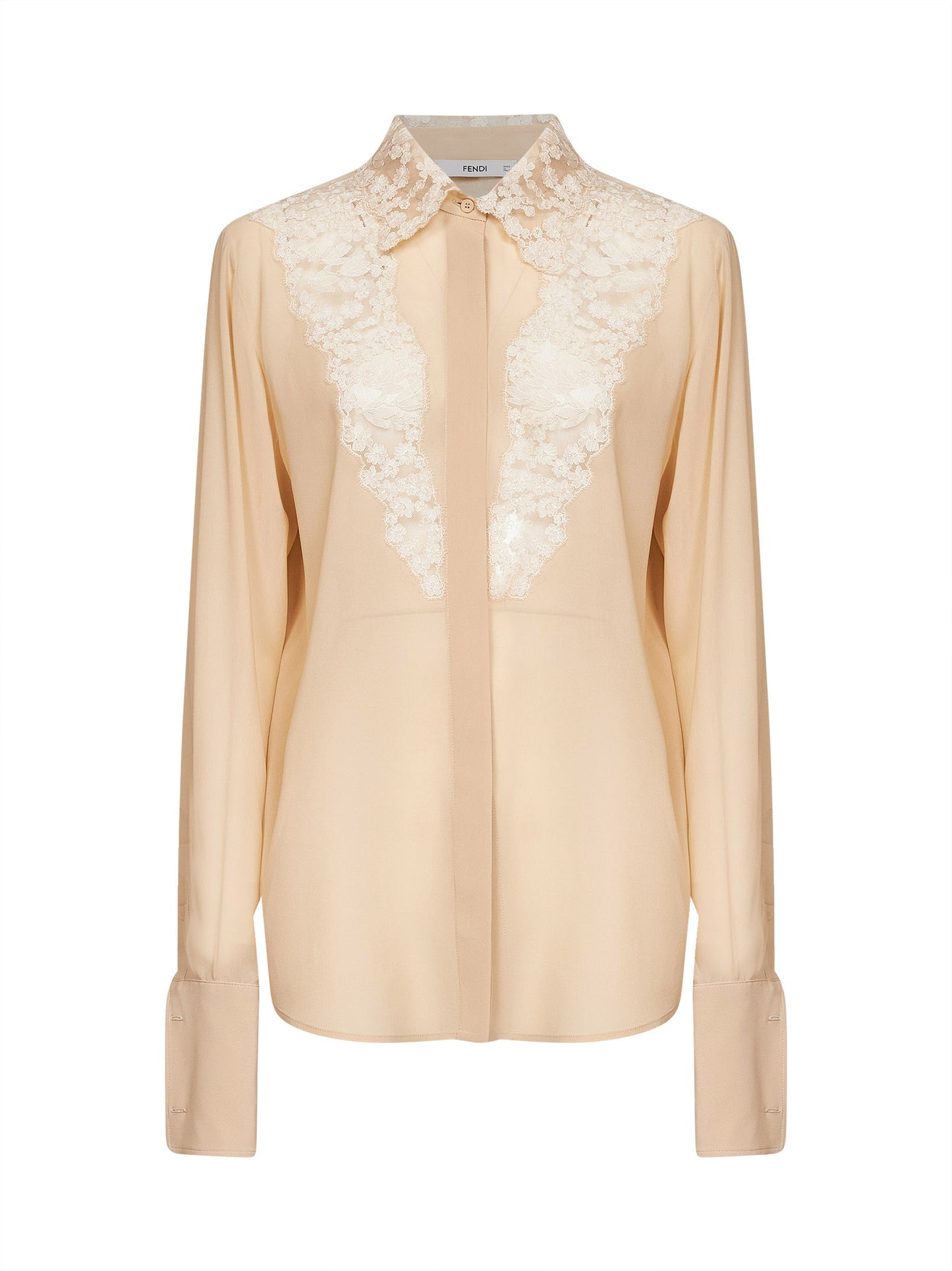 Camicia in georgette pergamena con inserti in pizzo