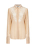Camicia in georgette pergamena con inserti in pizzo