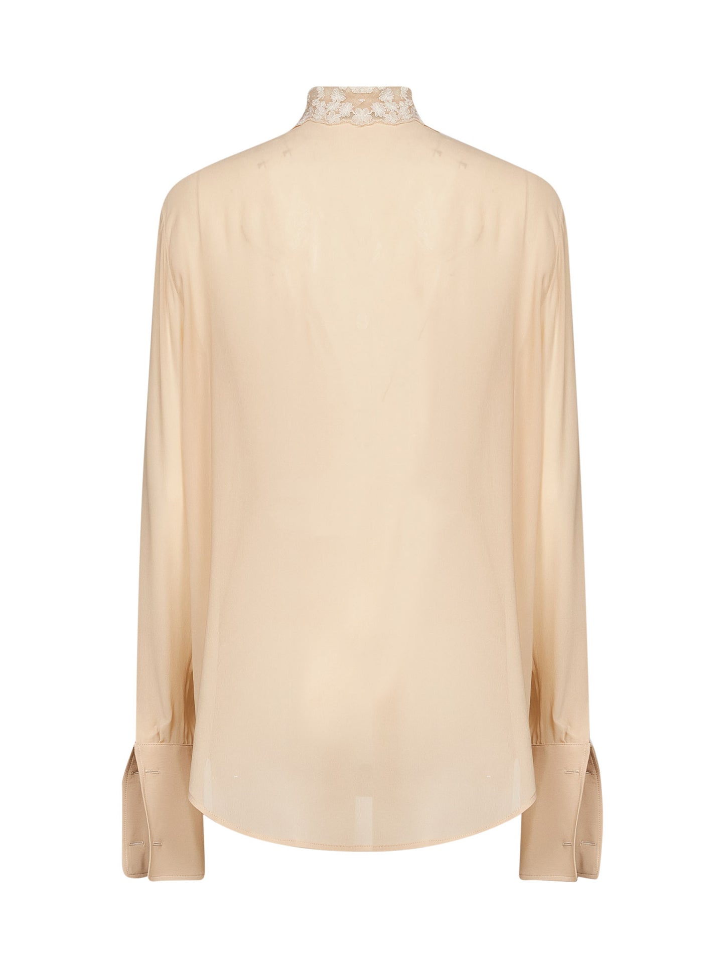 Camicia in georgette pergamena con inserti in pizzo