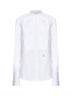White cotton poplin slim-fit shirt with front plastron