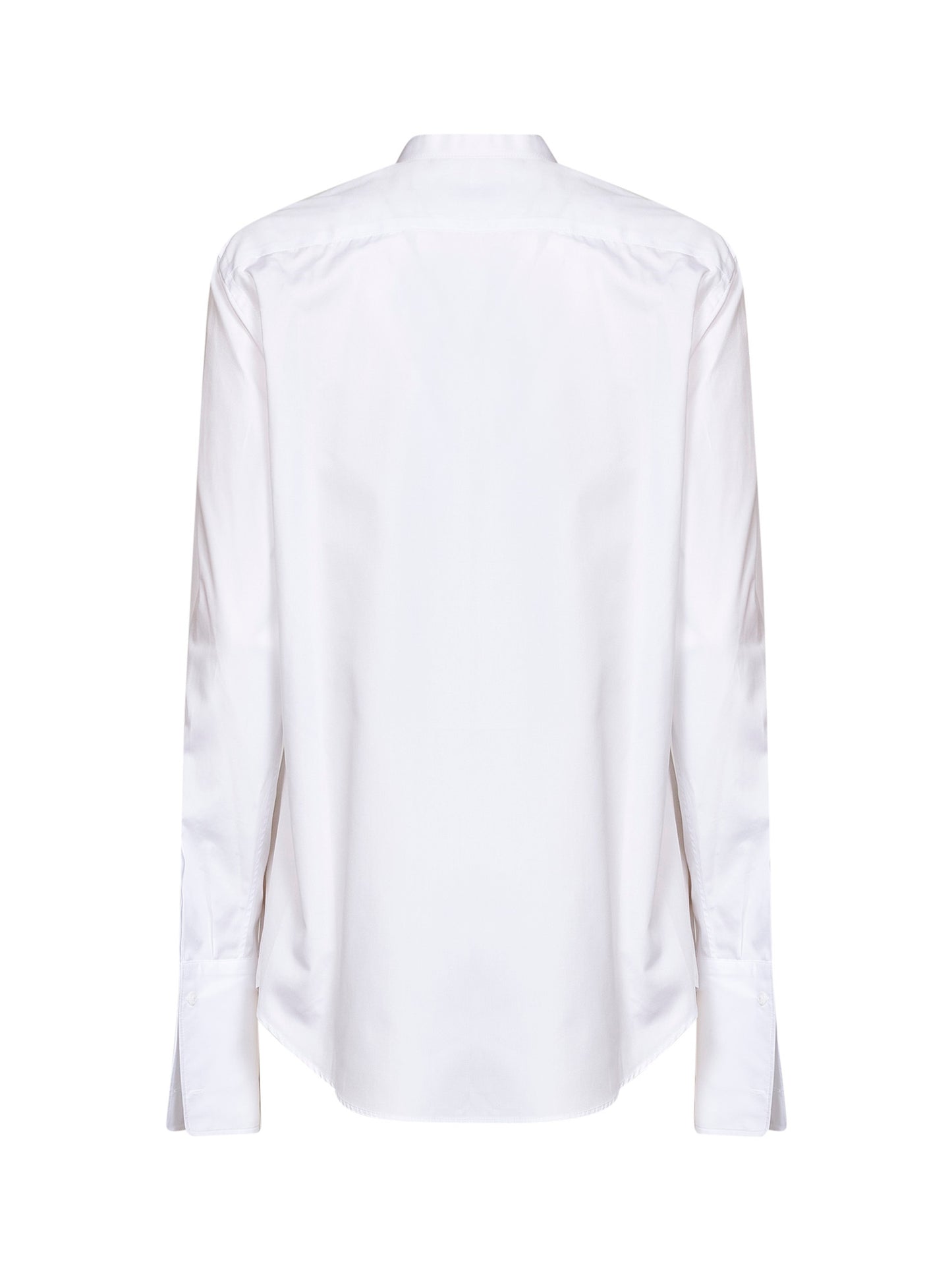 White cotton poplin slim-fit shirt with front plastron