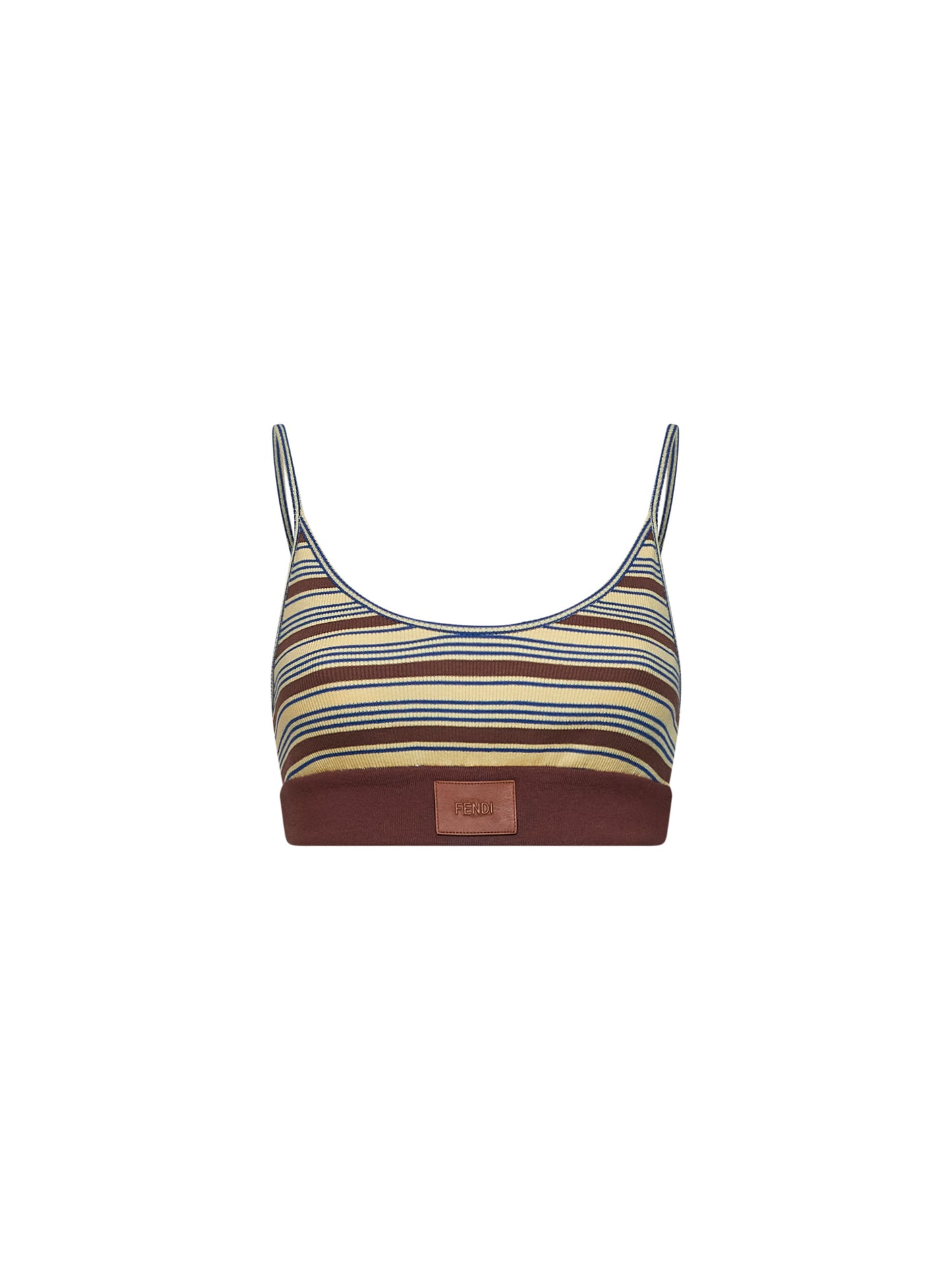 Multicolor striped cotton knit bralette top