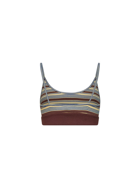 Multicolor striped cotton knit bralette top