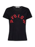 T-shirt in jersey nero con stampa Favoloso