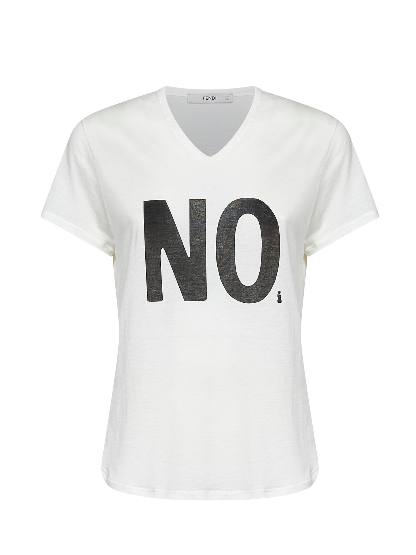 T-shirt in jersey di cotone avorio con stampa Noi
