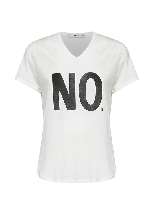 Ivory cotton jersey T-shirt with Noi print
