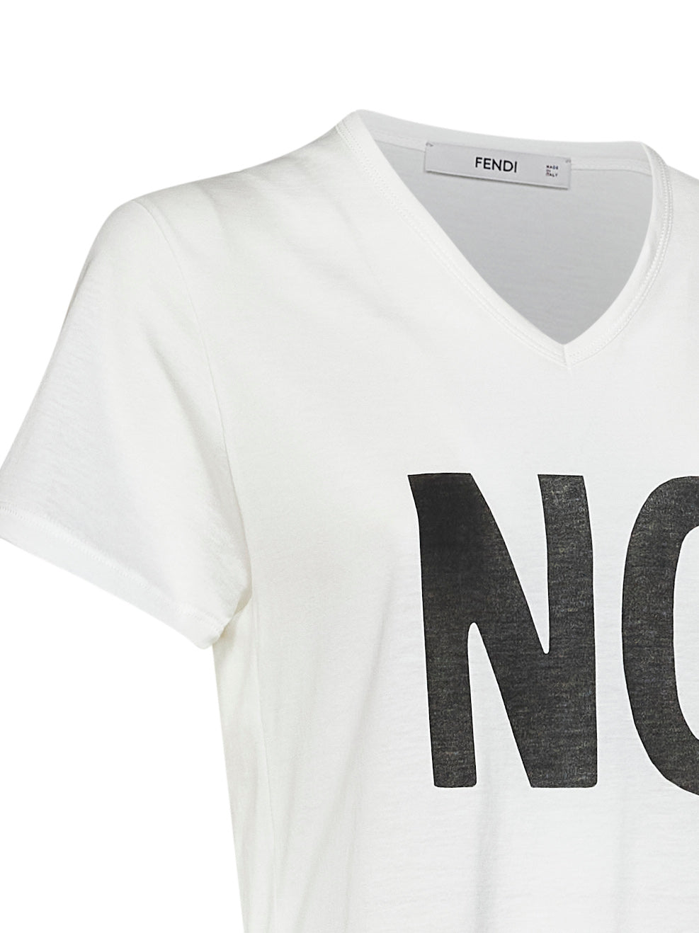 T-shirt in jersey di cotone avorio con stampa Noi