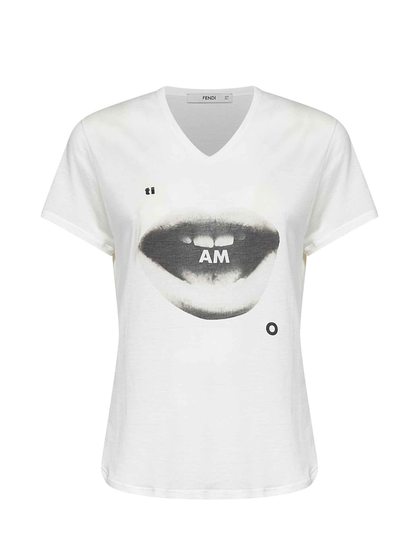 T-shirt in jersey di cotone avorio con stampa Ti Amo