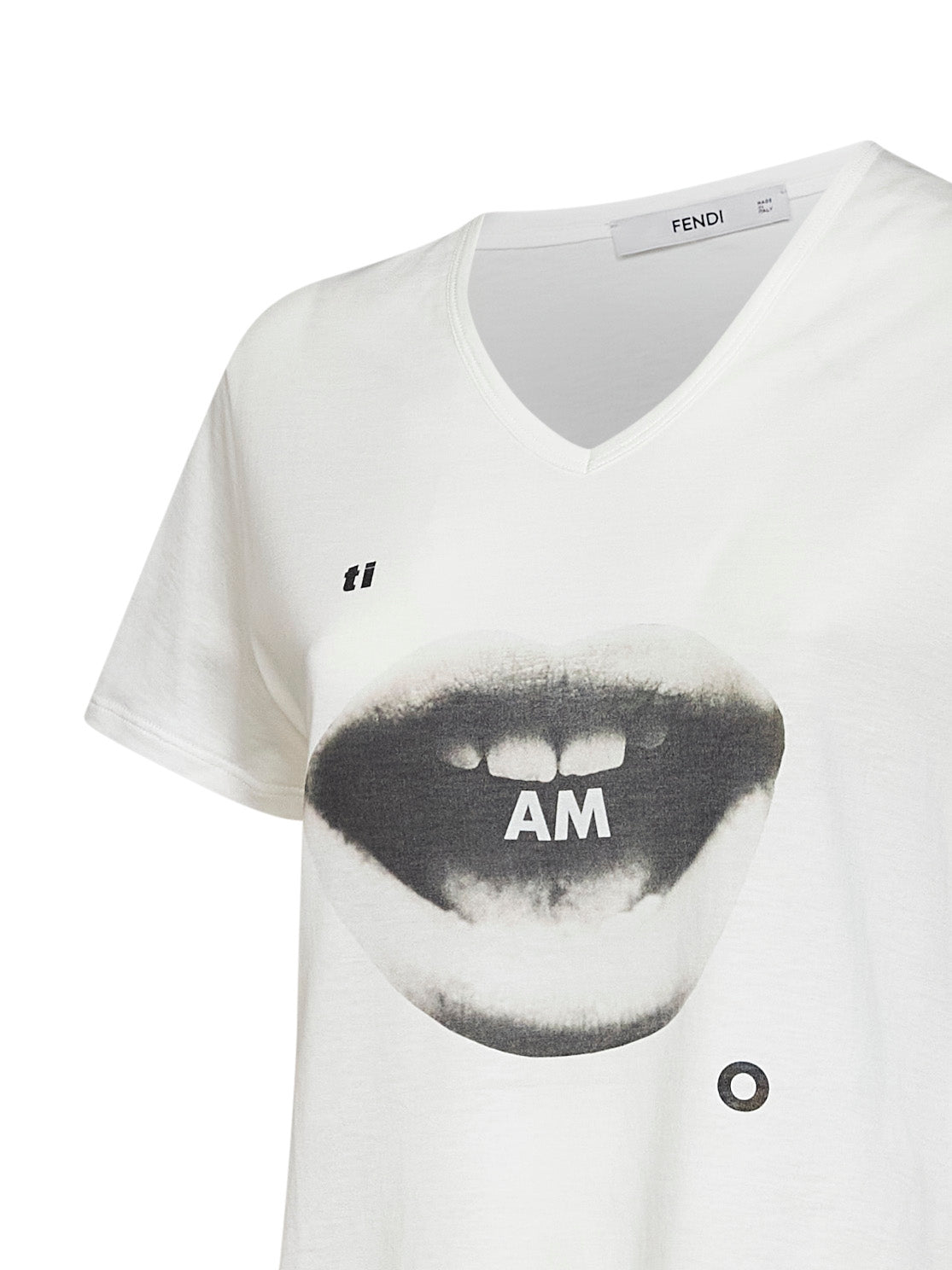 T-shirt in jersey di cotone avorio con stampa Ti Amo