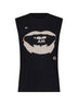 Top smanicato in leggero jersey organico nero con stampa Ti Amo
