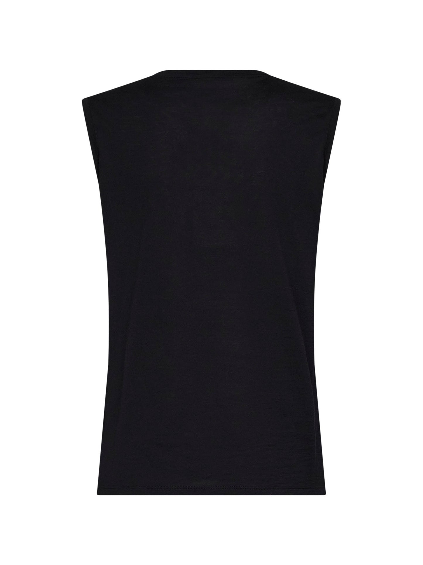 Top smanicato in leggero jersey organico nero con stampa Ti Amo