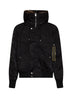 Bomber con cappuccio in nylon patchwork nero