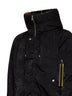 Bomber con cappuccio in nylon patchwork nero