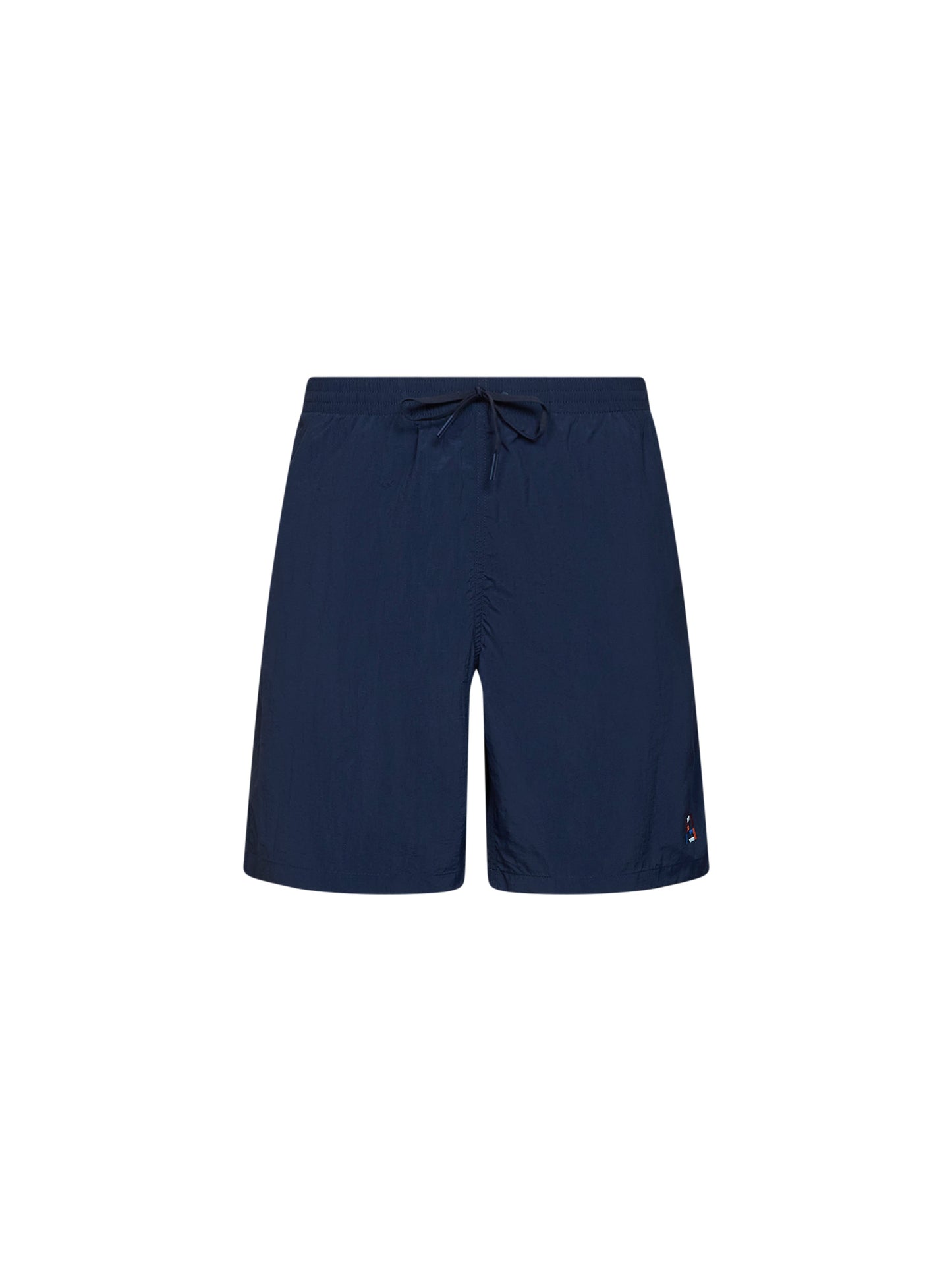 Shorts da mare in nylon blu scuro con ricamo