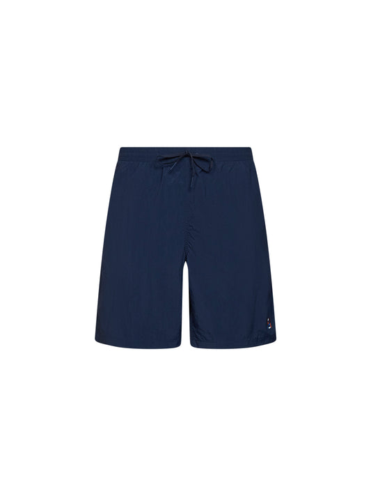 Shorts da mare in nylon blu scuro con ricamo