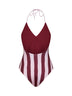 Costume intero reversibile in Lycra Pequin rosso e rosa