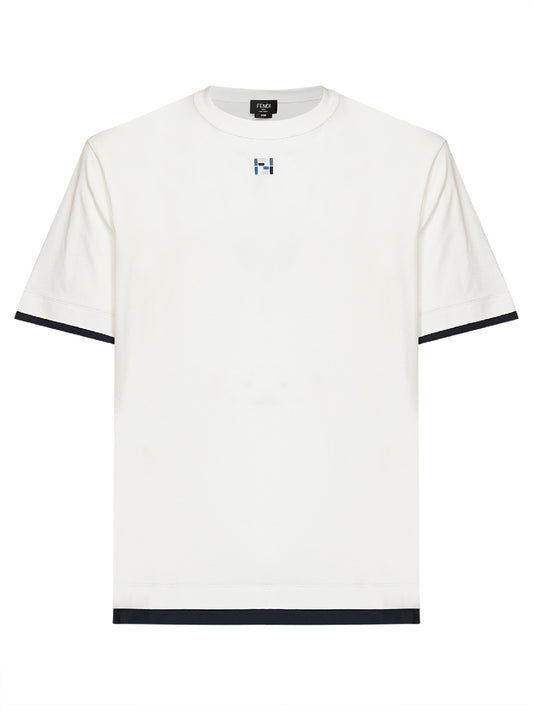 White jersey oversized T-shirt with contrasting trims