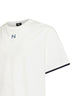 T-shirt over in jersey bianco con finiture a contrasto