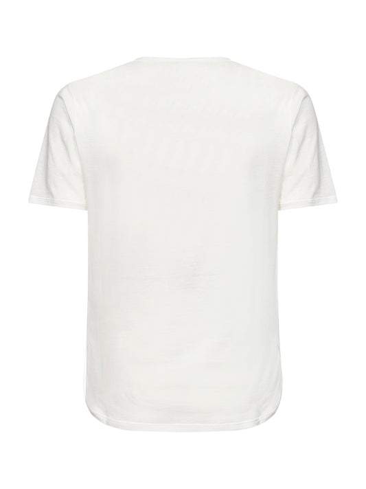 T-shirt in leggero jersey organico avorio con stampa Noi