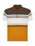 Multicolor striped color block viscose knit polo shirt