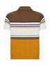 Multicolor striped color block viscose knit polo shirt