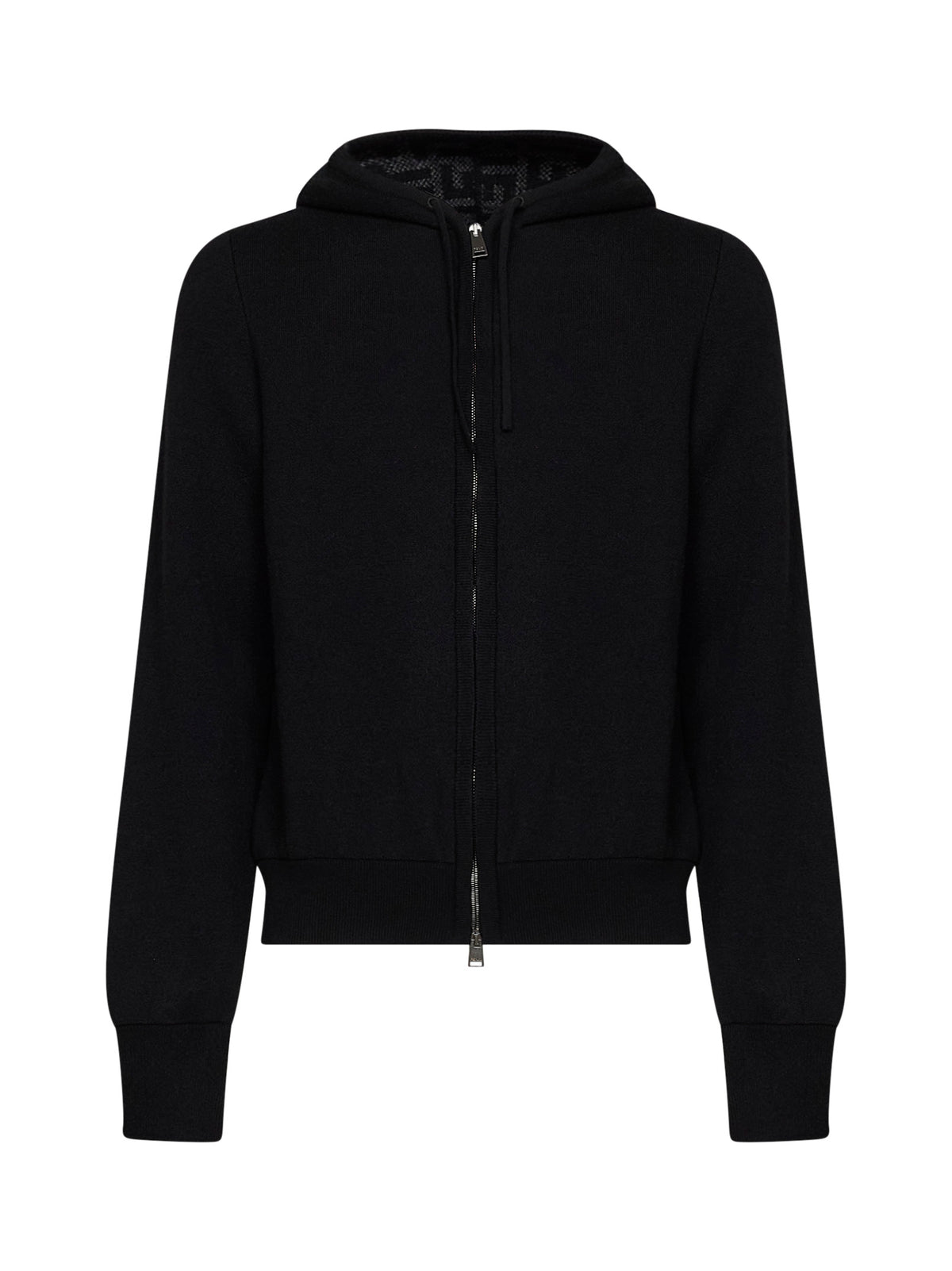 Felpa con zip e cappuccio in cashmere FF Zucca nero