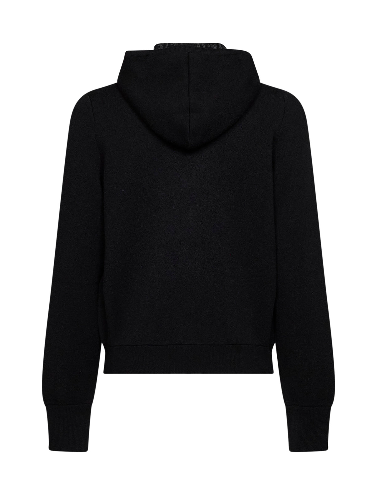 Felpa con zip e cappuccio in cashmere FF Zucca nero