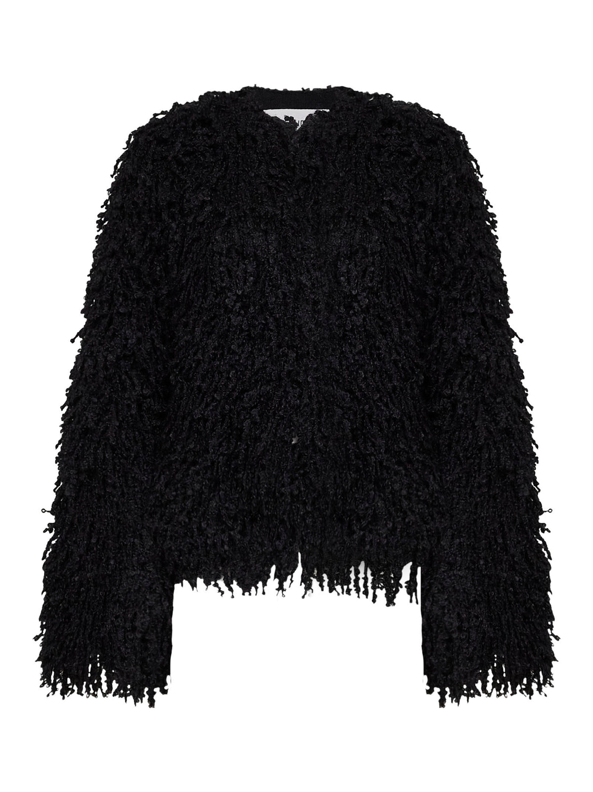 Black long-pile cashmere and mohair jacket